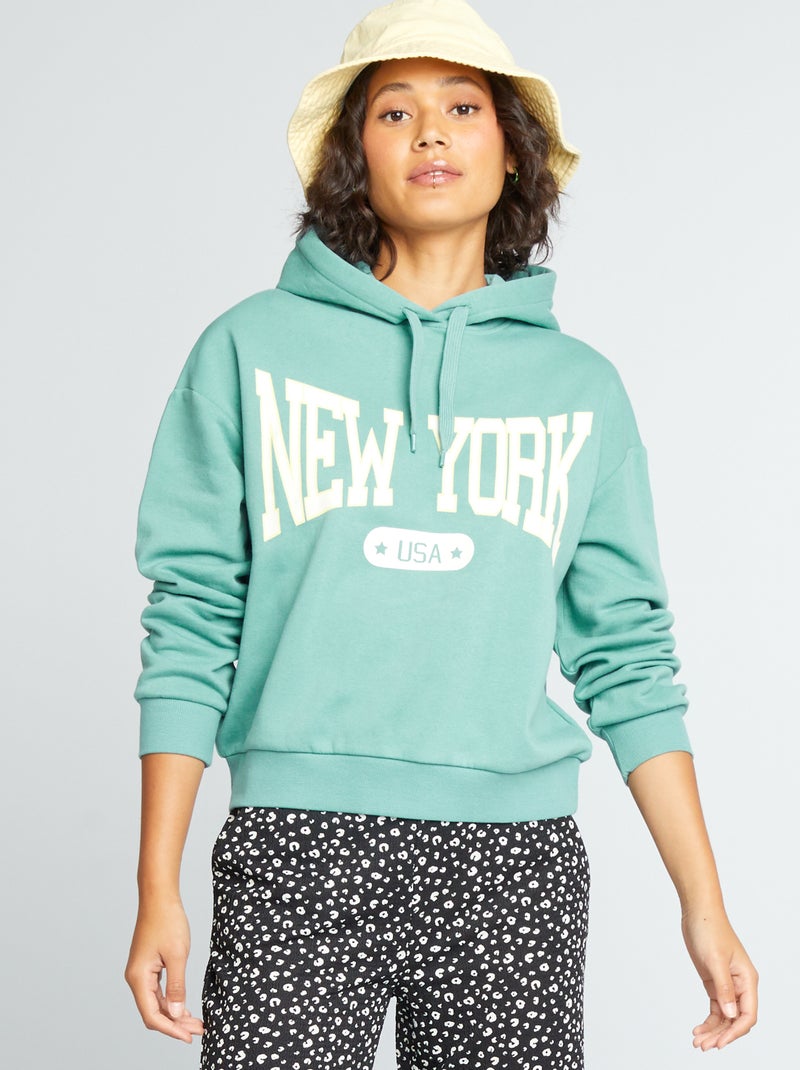 Sweat à capuche esprit campus Bleu - Kiabi