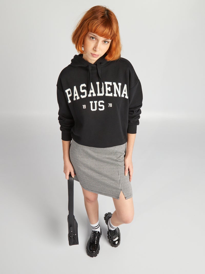 Sweat à capuche esprit campus Noir pasadena - Kiabi