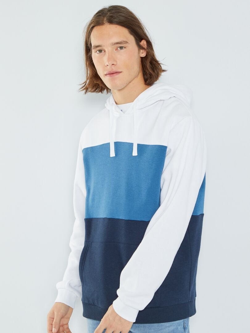 Sweat à capuche esprit color-block blanc - Kiabi