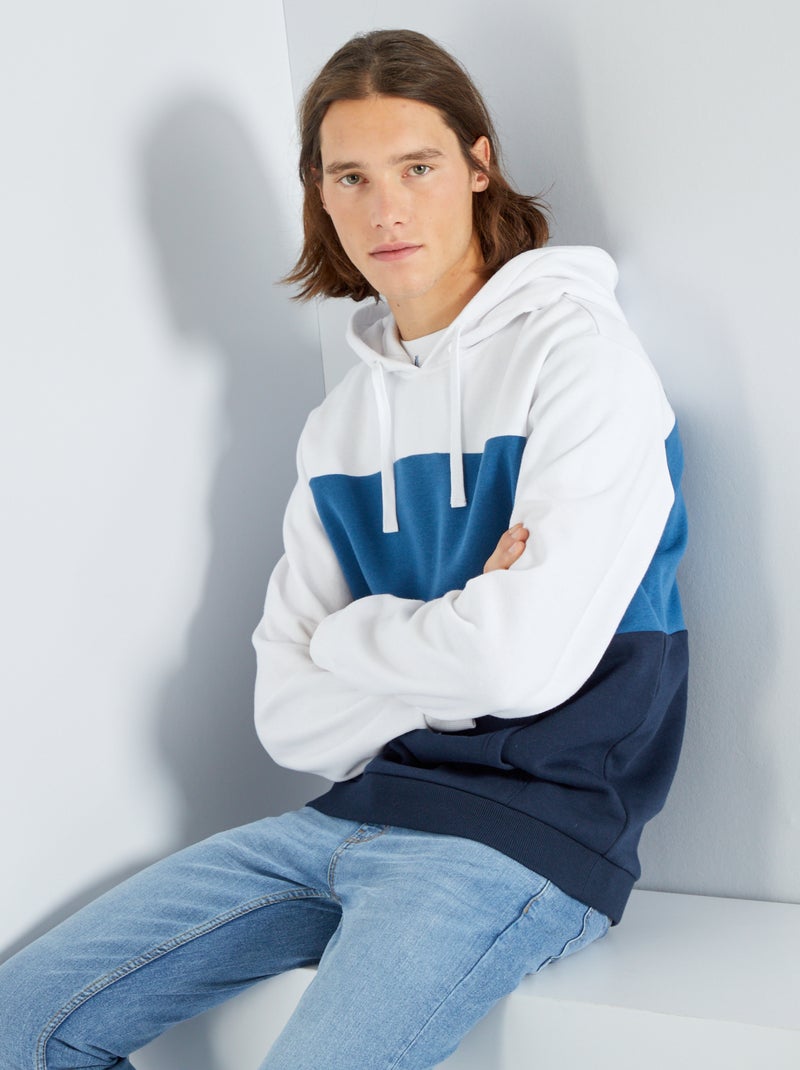 Sweat à capuche esprit color-block blanc - Kiabi