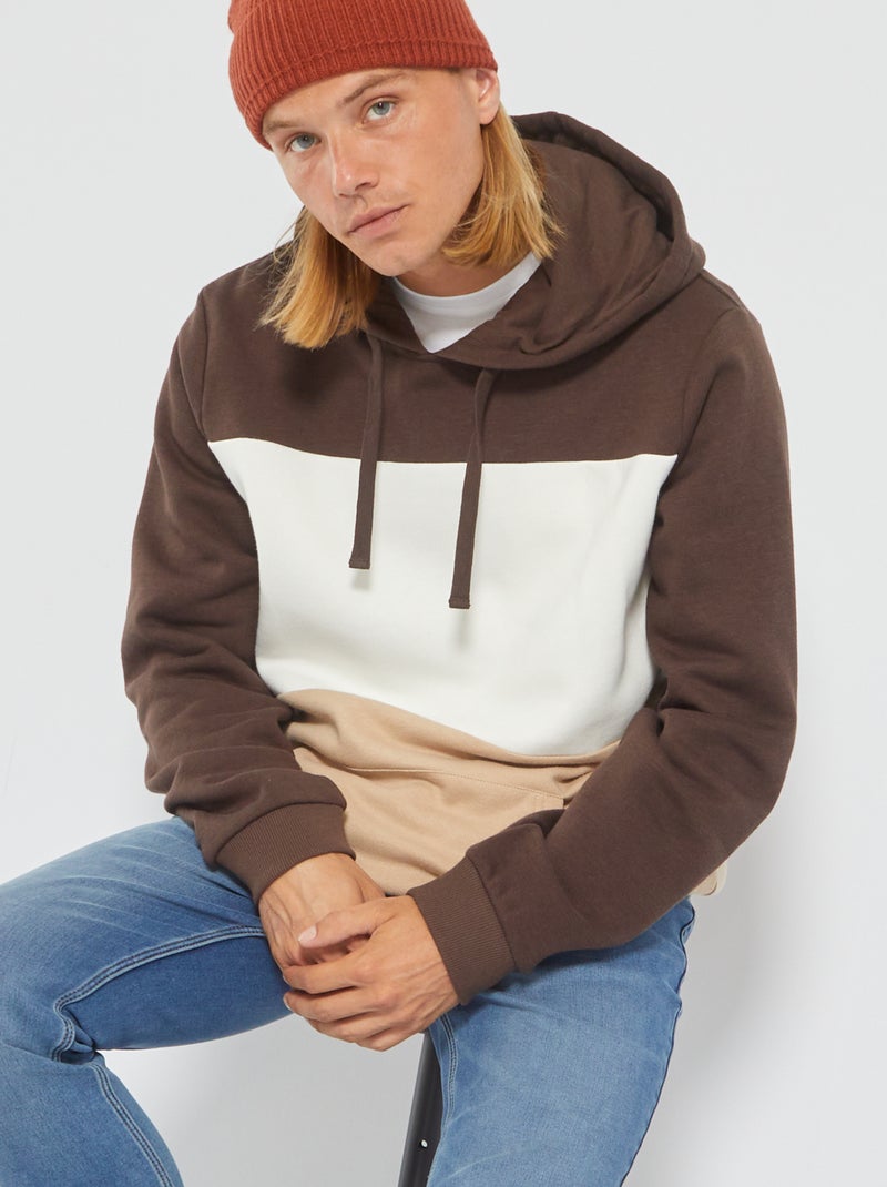 Sweat à capuche esprit color-block Marron - Kiabi