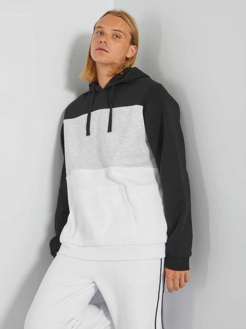 Sweat à capuche esprit color-block noir - Kiabi
