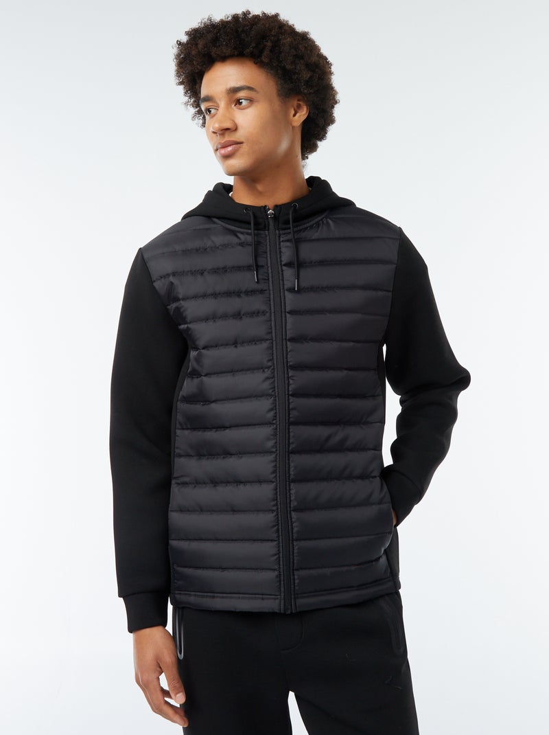 Sweat à capuche esprit doudoune Noir - Kiabi