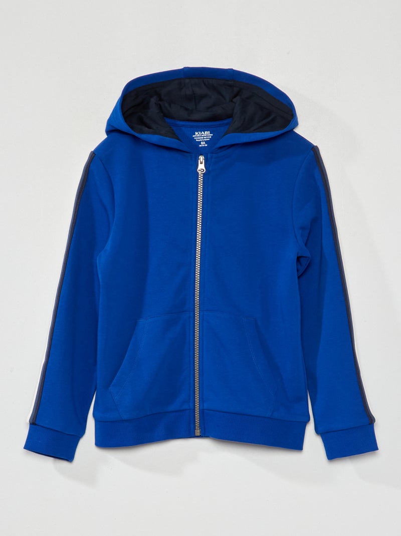 Sweat à capuche et bande tricolore bleu - Kiabi