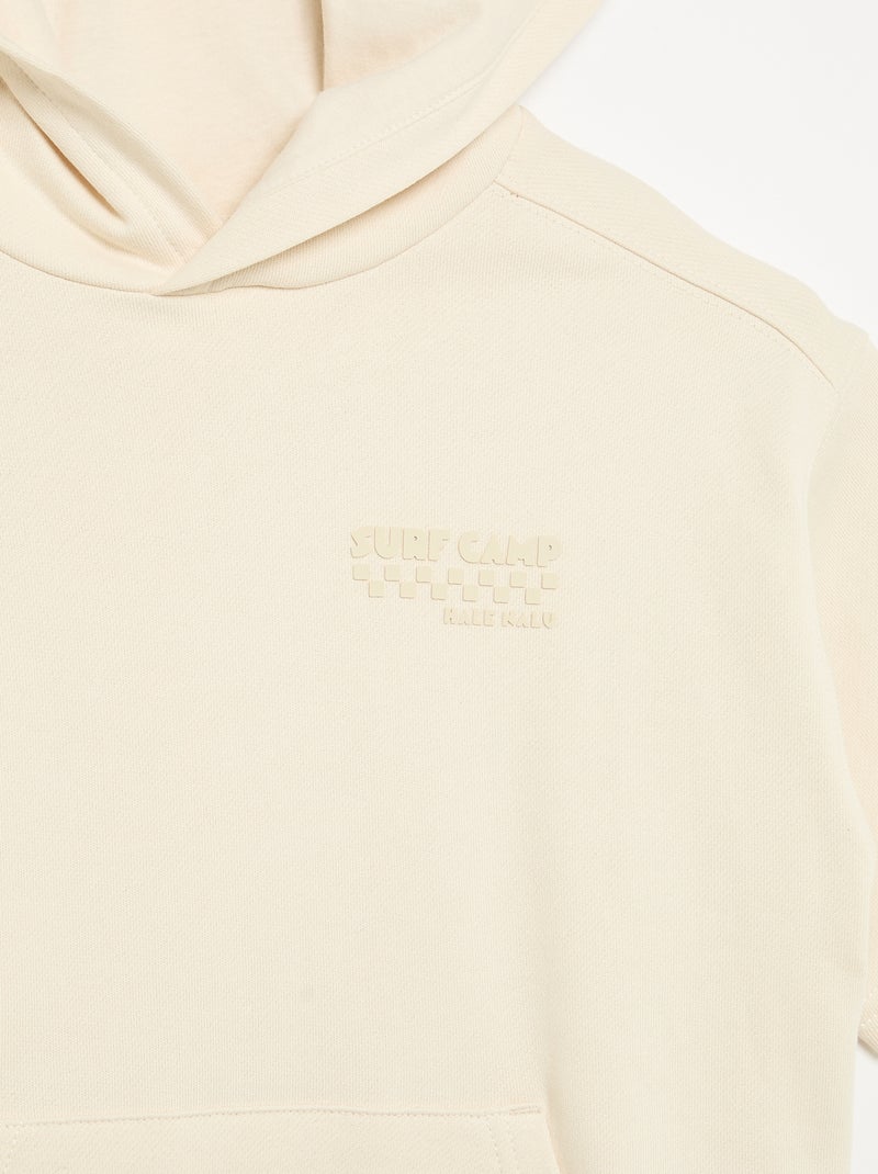 Sweat à capuche et manches courtes Ecru - Kiabi