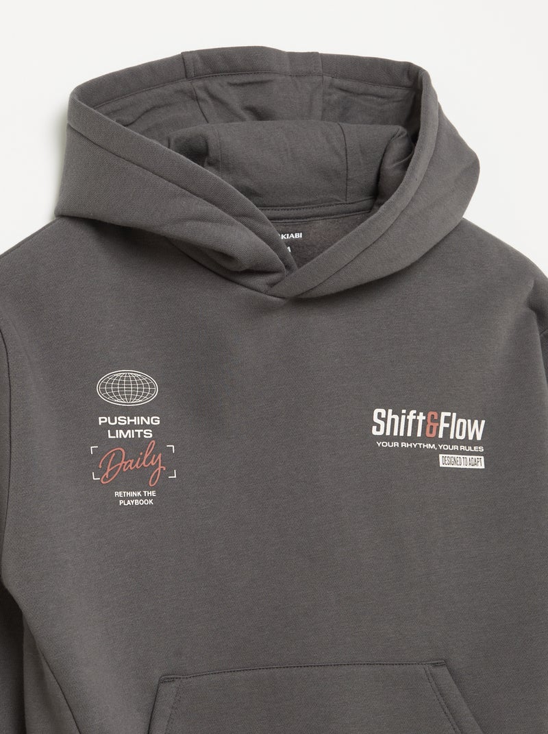 Sweat à capuche et poche kangourou Gris foncé/anthracite - Kiabi