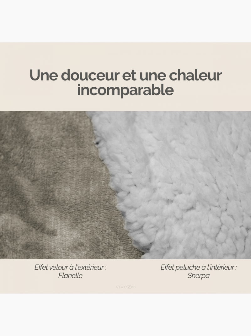 Sweat à capuche et poches, plaid polaire, couverture, pull -  Vivezen Beige - Kiabi