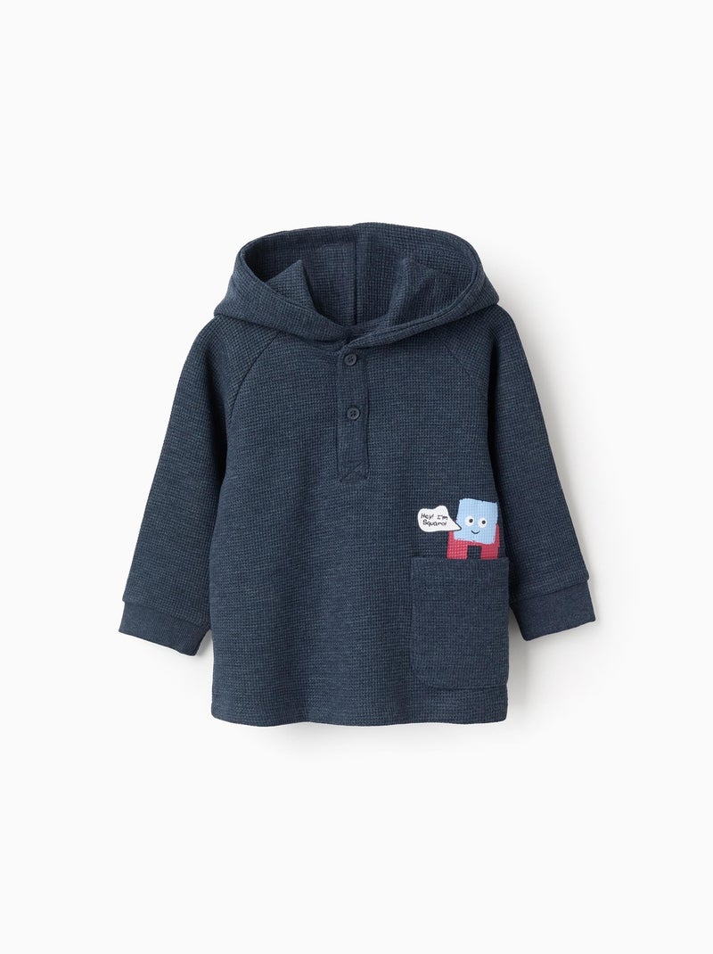 Sweat à Capuche et Texture Waffle Bleu foncé - Kiabi