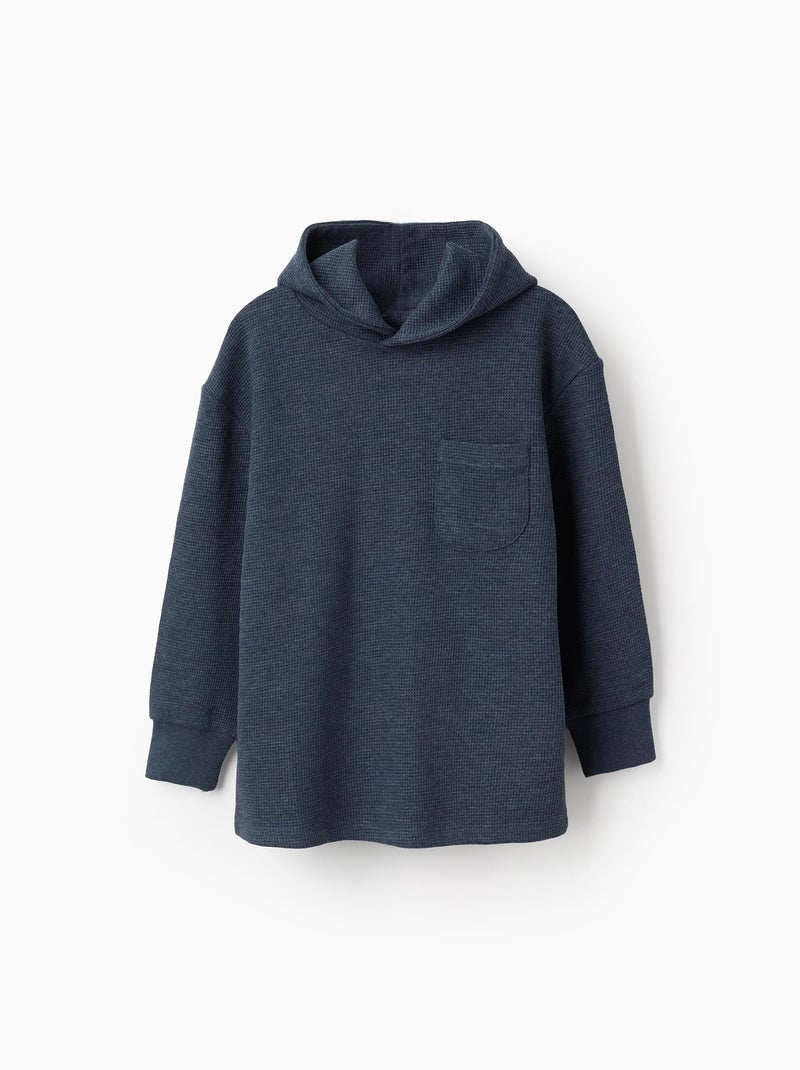 Sweat à Capuche et Texture Waffle Bleu foncé - Kiabi