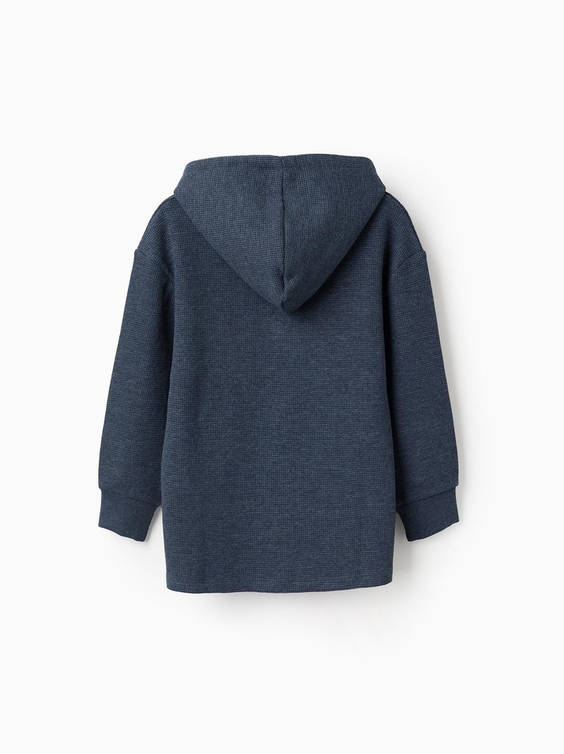 Sweat à Capuche et Texture Waffle Bleu foncé - Kiabi