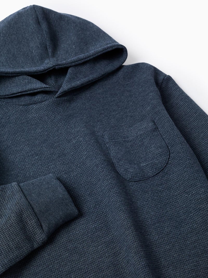 Sweat à Capuche et Texture Waffle Bleu foncé - Kiabi