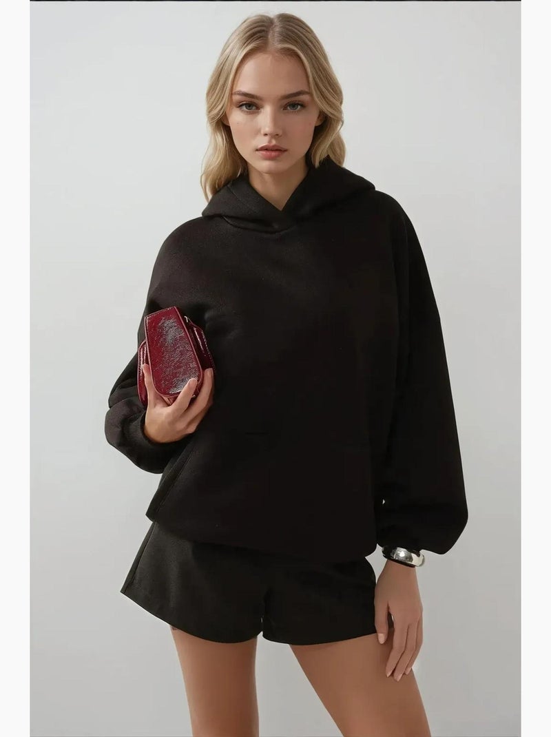 Sweat à capuche extra-large et épais hiccup Noir - Kiabi