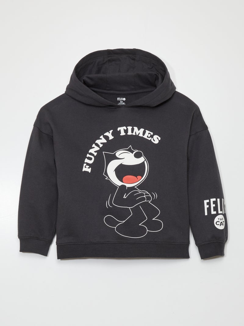 Sweat à capuche 'Felix le chat' Noir - Kiabi