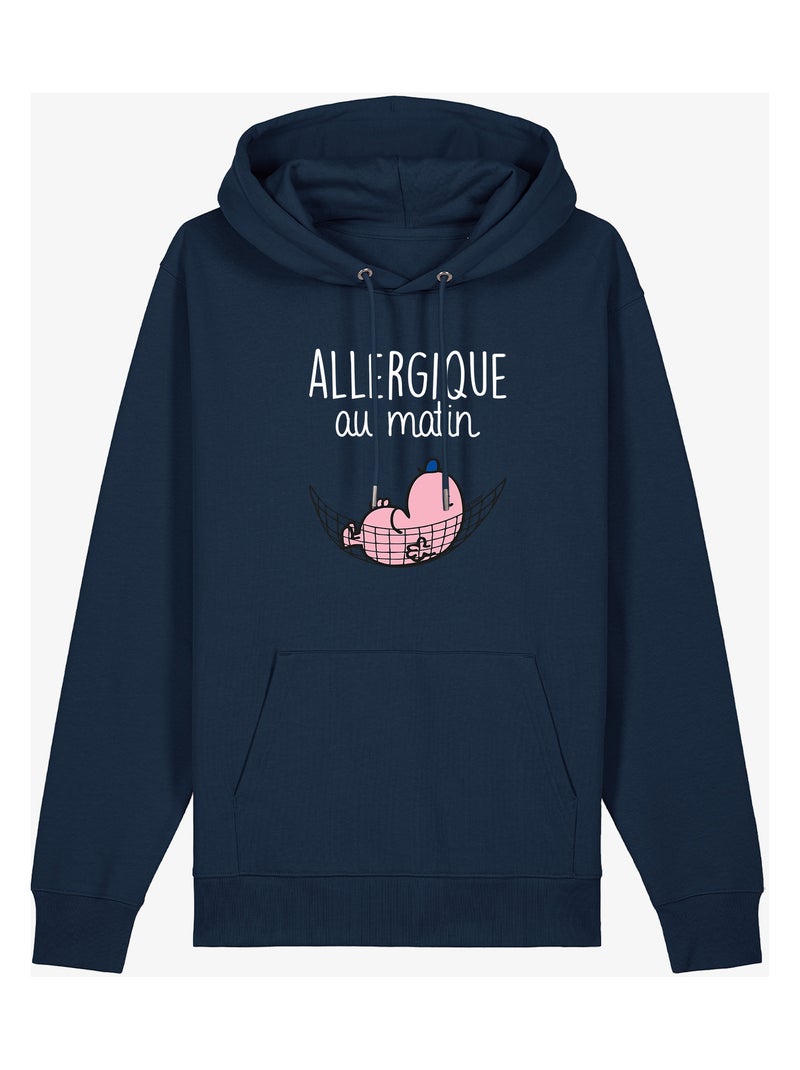 Sweat à capuche Femme - ALLERGIQUE AU MATIN Bleu marine - Kiabi