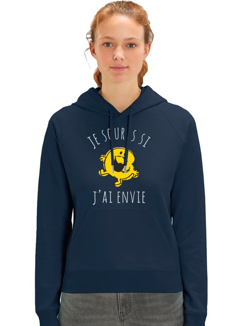 Sweat à capuche Femme - JE SOURIS SI J'AI ENVIE - Kiabi