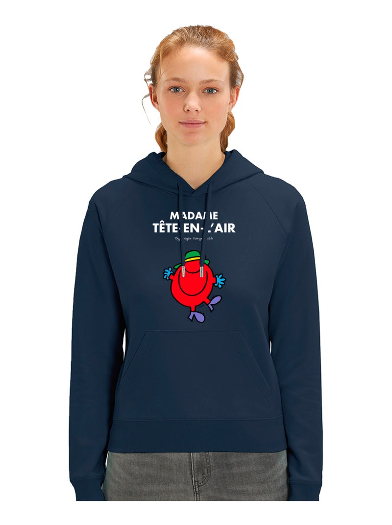 Sweat à capuche Femme - MADAME TÊTE EN L'AIR Bleu marine - Kiabi