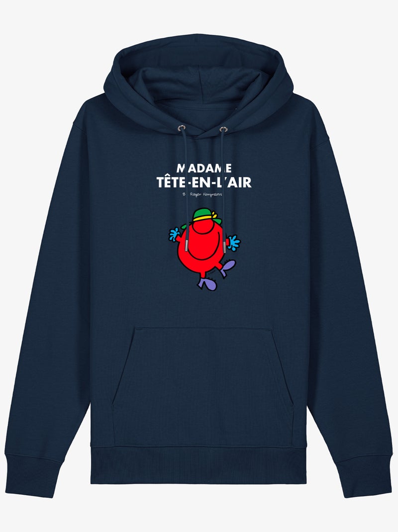 Sweat à capuche Femme - MADAME TÊTE EN L'AIR Bleu marine - Kiabi