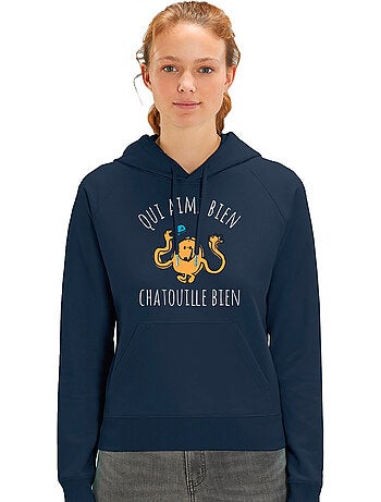 Sweat à capuche Femme - QUI AIME BIEN CHATOUILLE BIEN