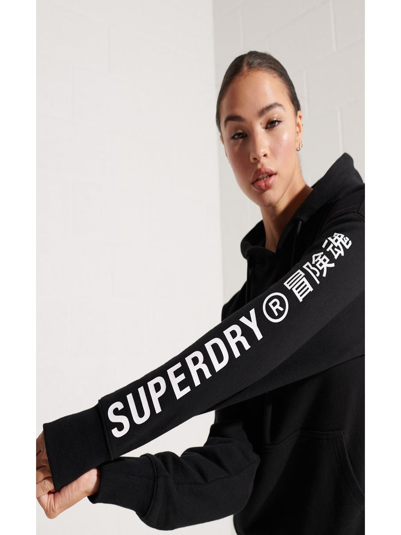Sweat Superdry Femme Vintage logo Noir Coton Bleu - Prêt-à-Porter