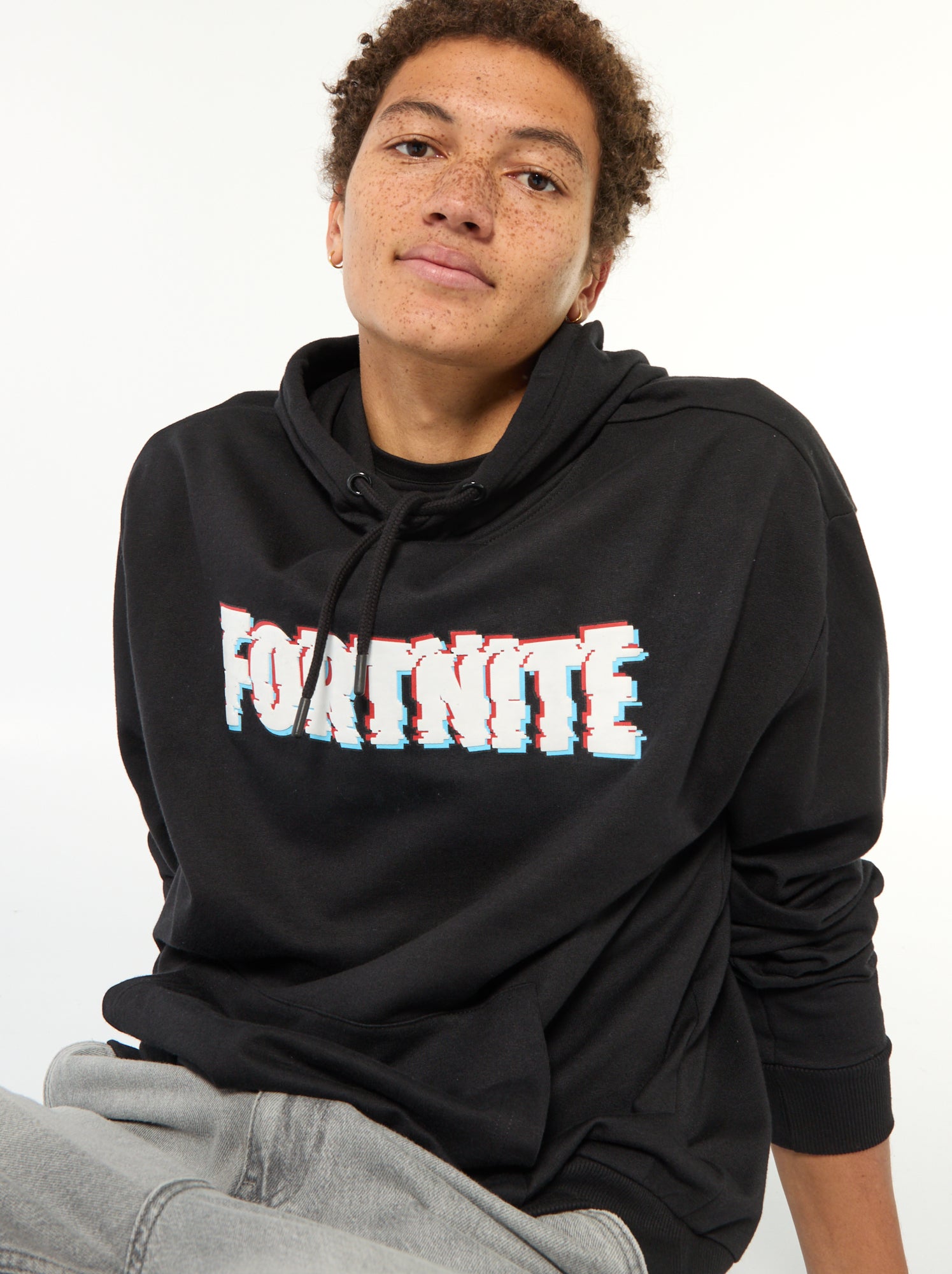 Fortnite Sweats à Capuche Garçon, Sweats Enfant avec Poche - Cadeau Garcon, Noir, 14-15 ans