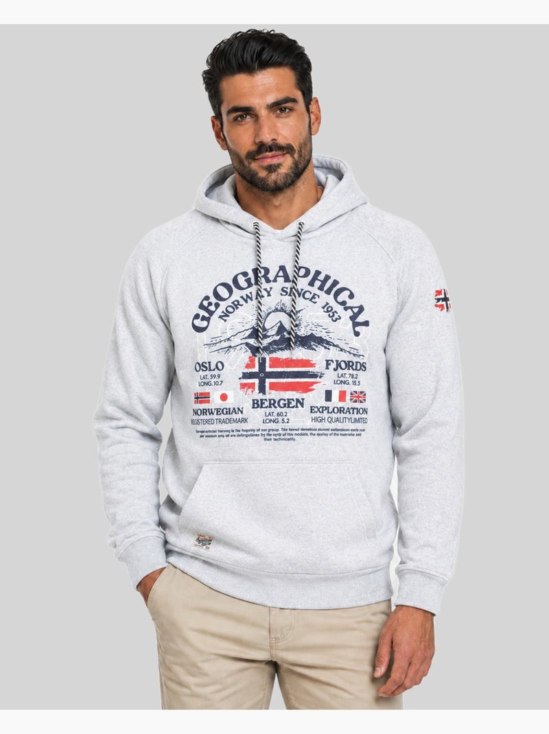 Sweat à capuche gommy – geographical norway Gris clair - Kiabi
