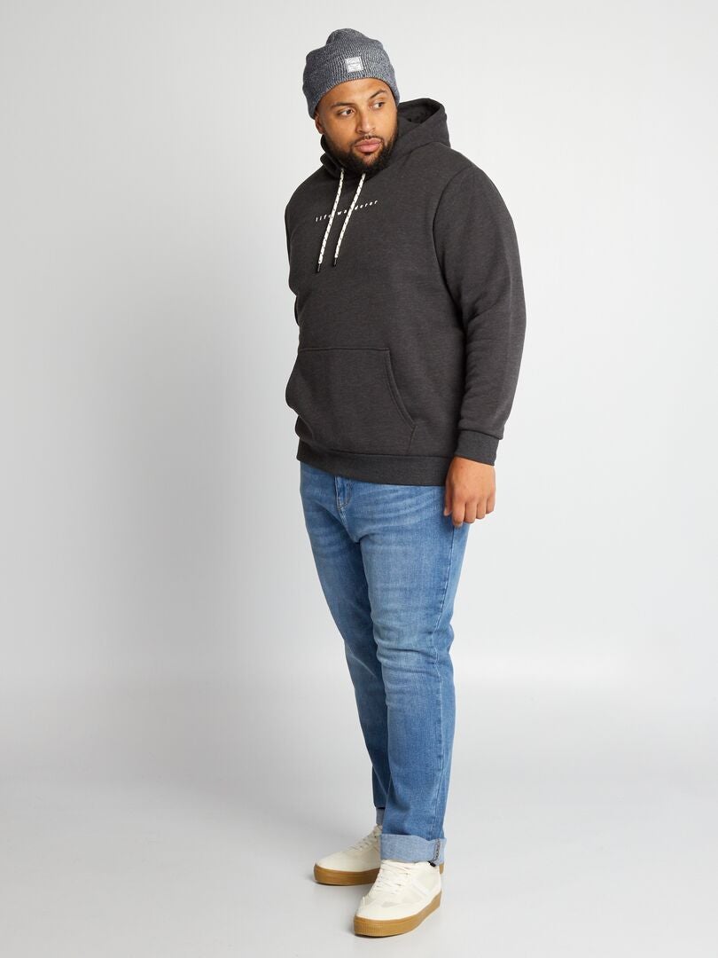 Kappa - Sweat Capuche Logo Itopo 32146EW Gris Anthracite Chiné Noir