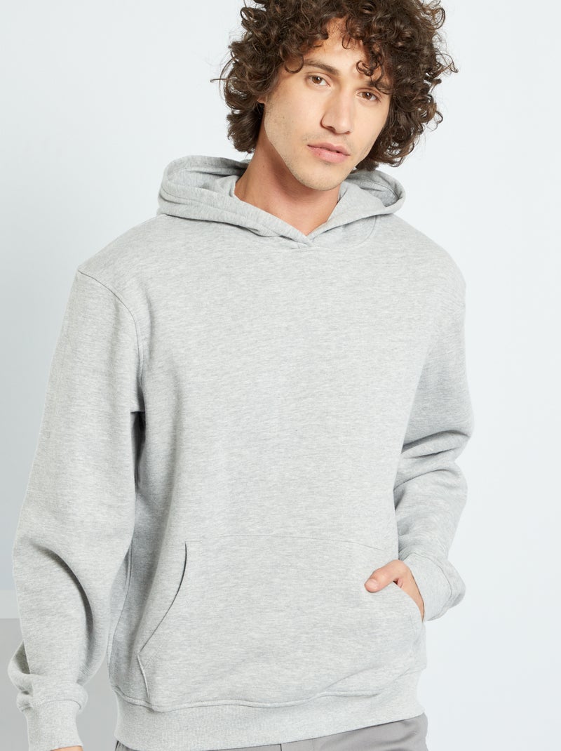 Sweat à capuche Gris clair chiné - Kiabi