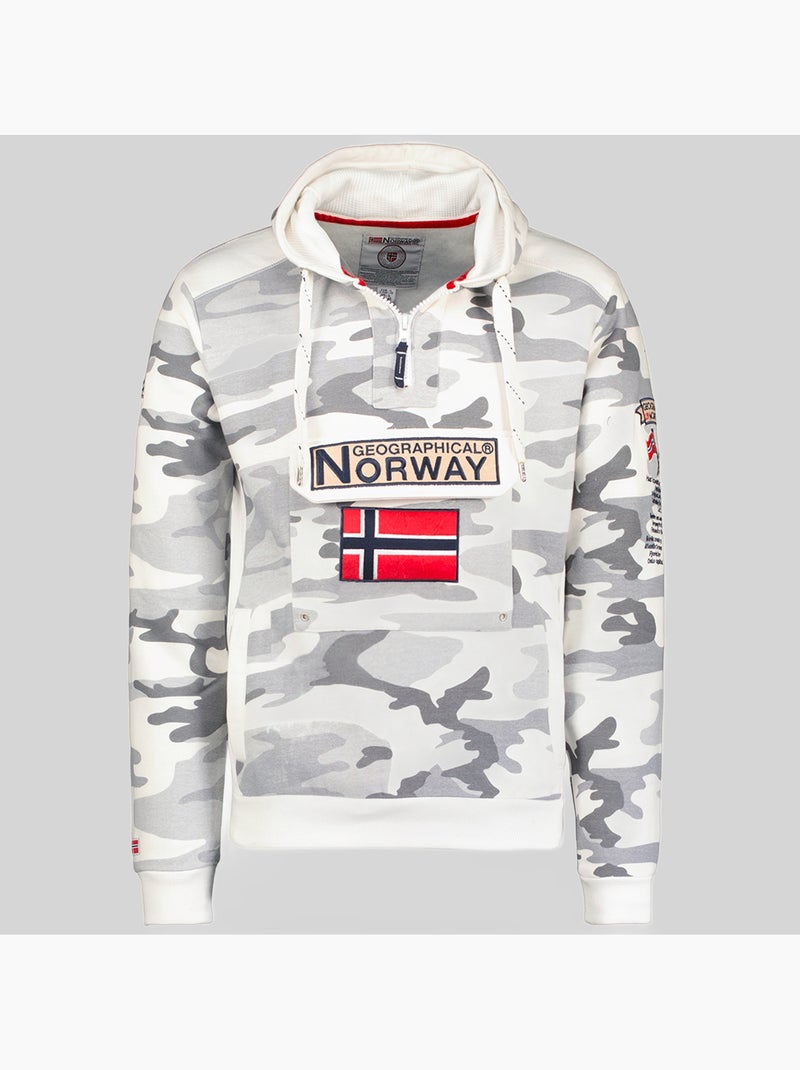 Sweat à capuche gymclass camo – geographical norway Vert de gris - Kiabi