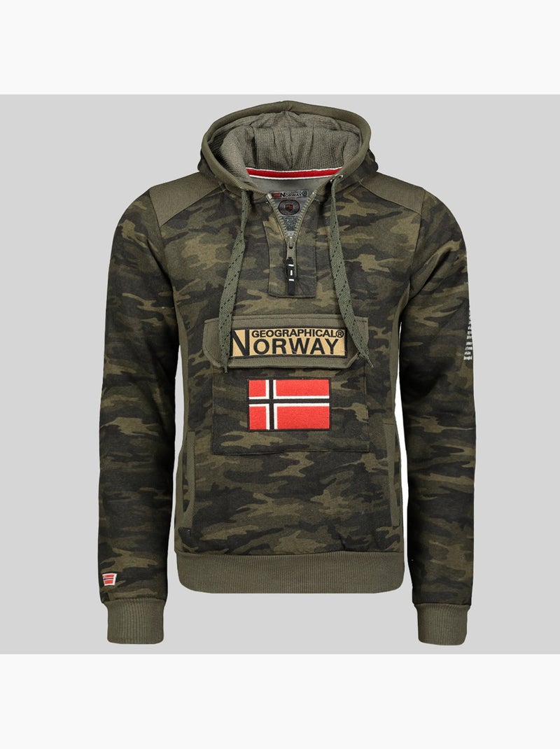 Sweat à capuche gymclass camo – geographical norway Vert kaki - Kiabi