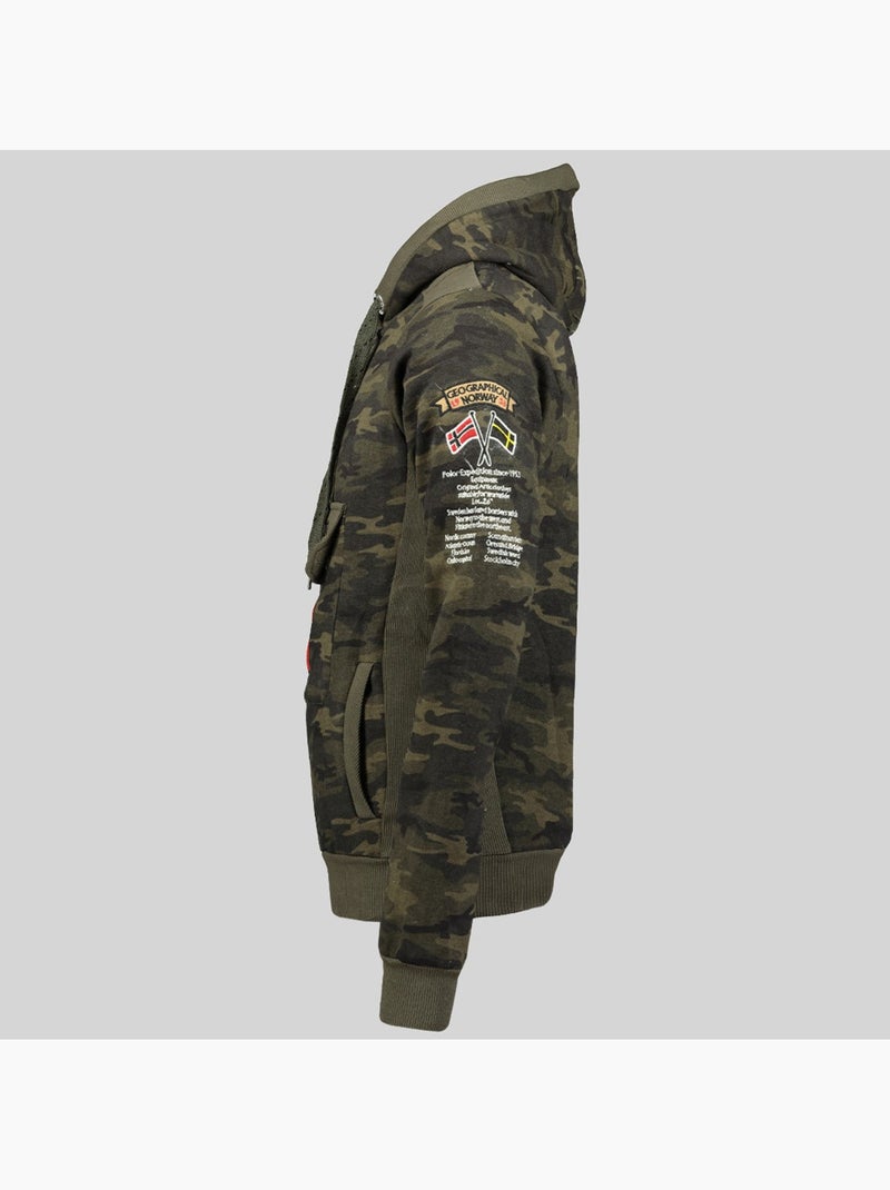 Sweat à capuche gymclass camo – geographical norway Vert kaki - Kiabi