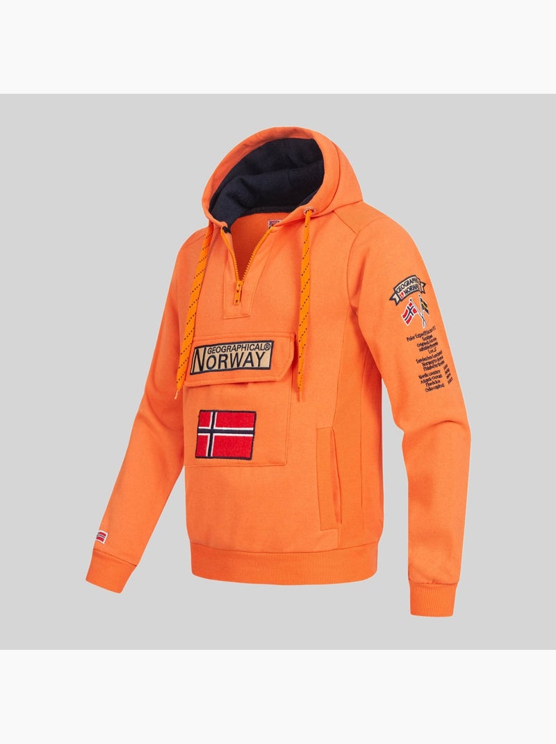 Sweat à capuche gymclass fluo – geographical norway Orange fluo - Kiabi