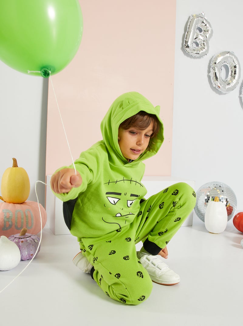 Sweat à capuche 'Halloween' vert - Kiabi