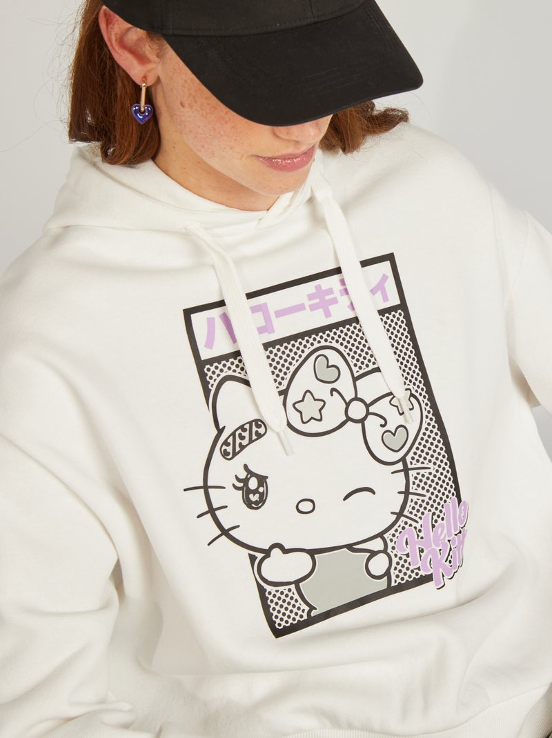 Sweat à capuche 'Hello Kitty' Blanc - Kiabi