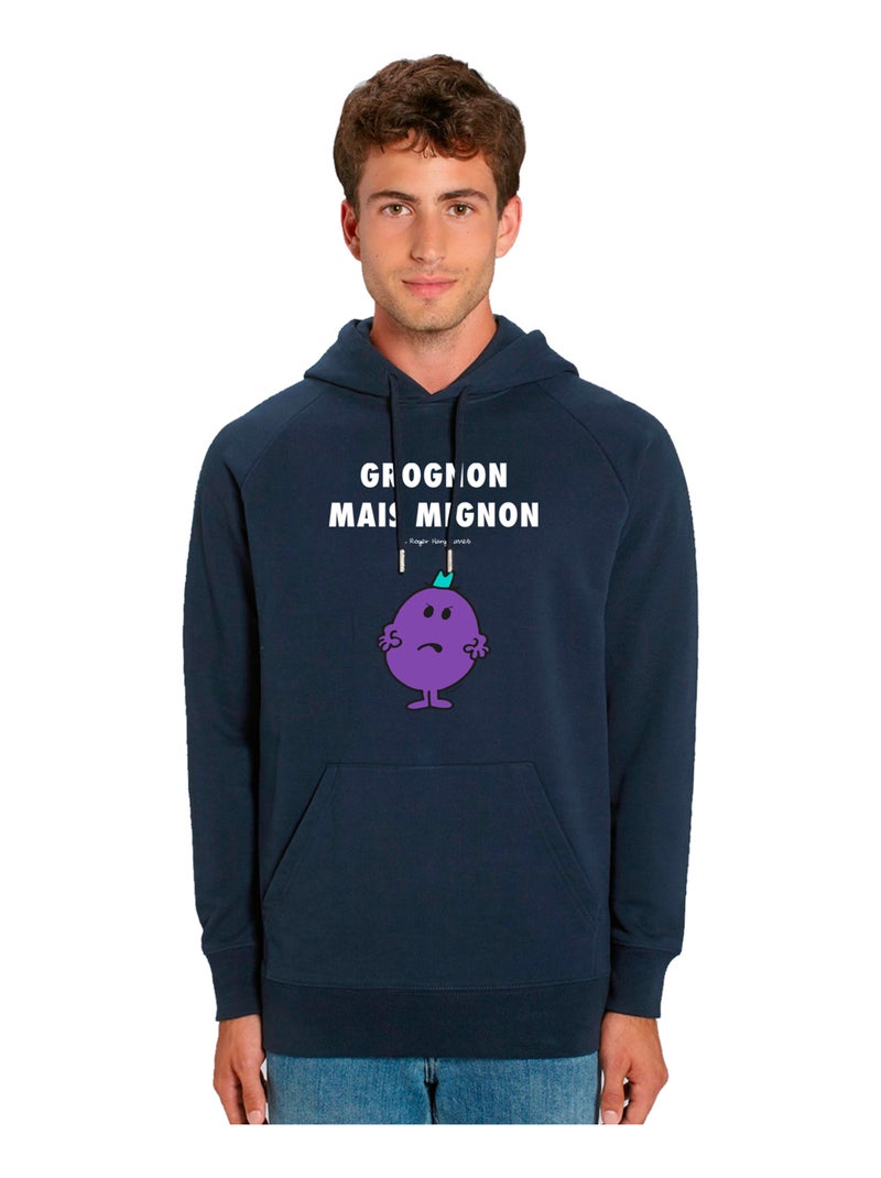 Sweat à capuche Homme - GROGNON MAIS MIGNON 2 Bleu marine - Kiabi