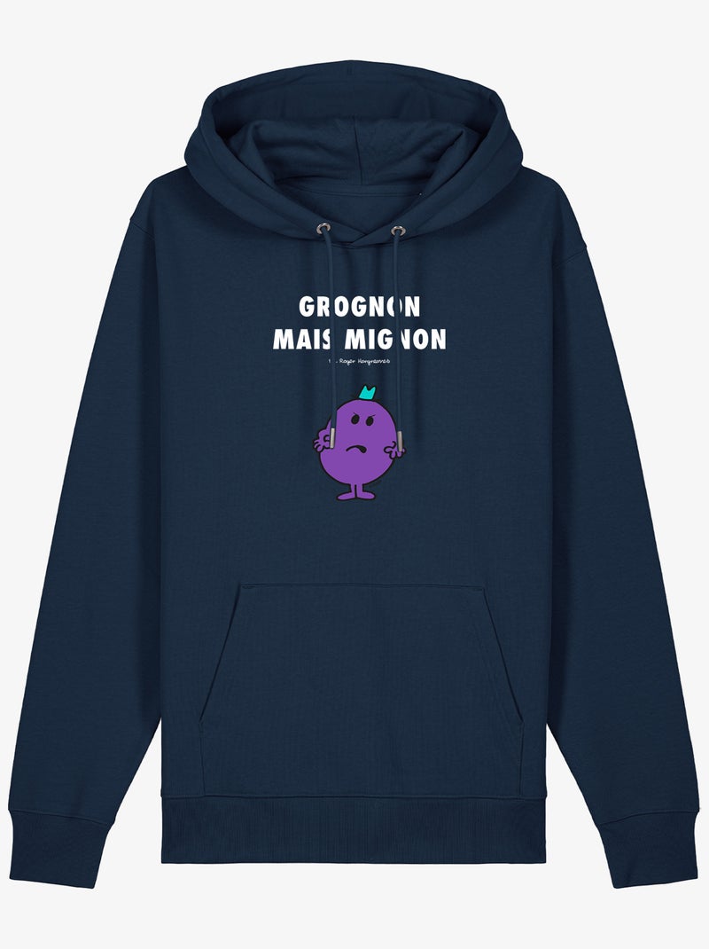 Sweat à capuche Homme - GROGNON MAIS MIGNON 2 Bleu marine - Kiabi