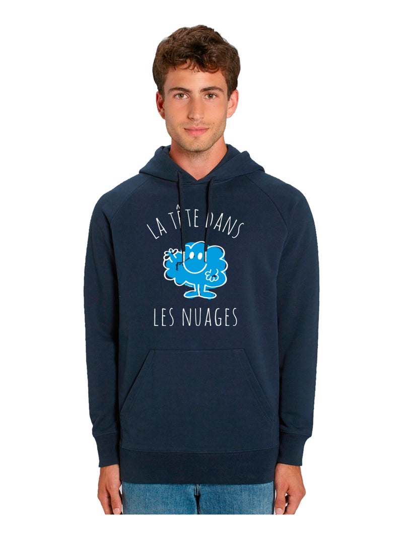 Sweat à capuche Homme - LA TÊTE DANS LES NUAGES Bleu marine - Kiabi