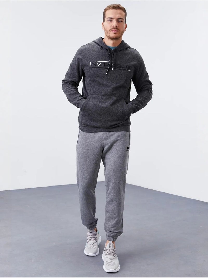 Sweat à capuche homme imprimé avec poche tommy Gris Noir - Kiabi