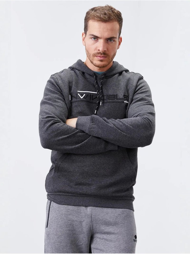 Sweat à capuche homme imprimé avec poche tommy Gris Noir - Kiabi