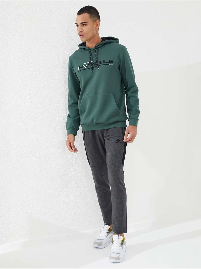 Sweat à capuche homme imprimé avec poche tommy Vert bouteille - Kiabi