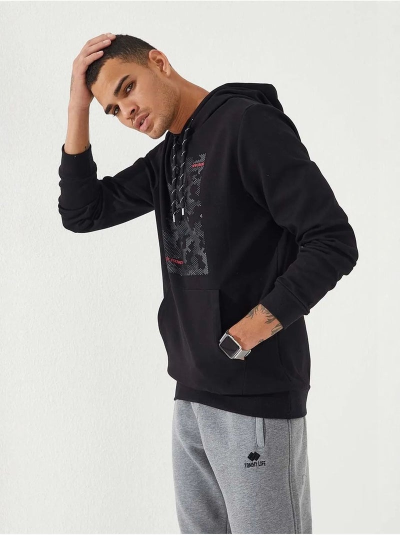 Sweat à capuche homme imprimé camouflage tommy Noir - Kiabi