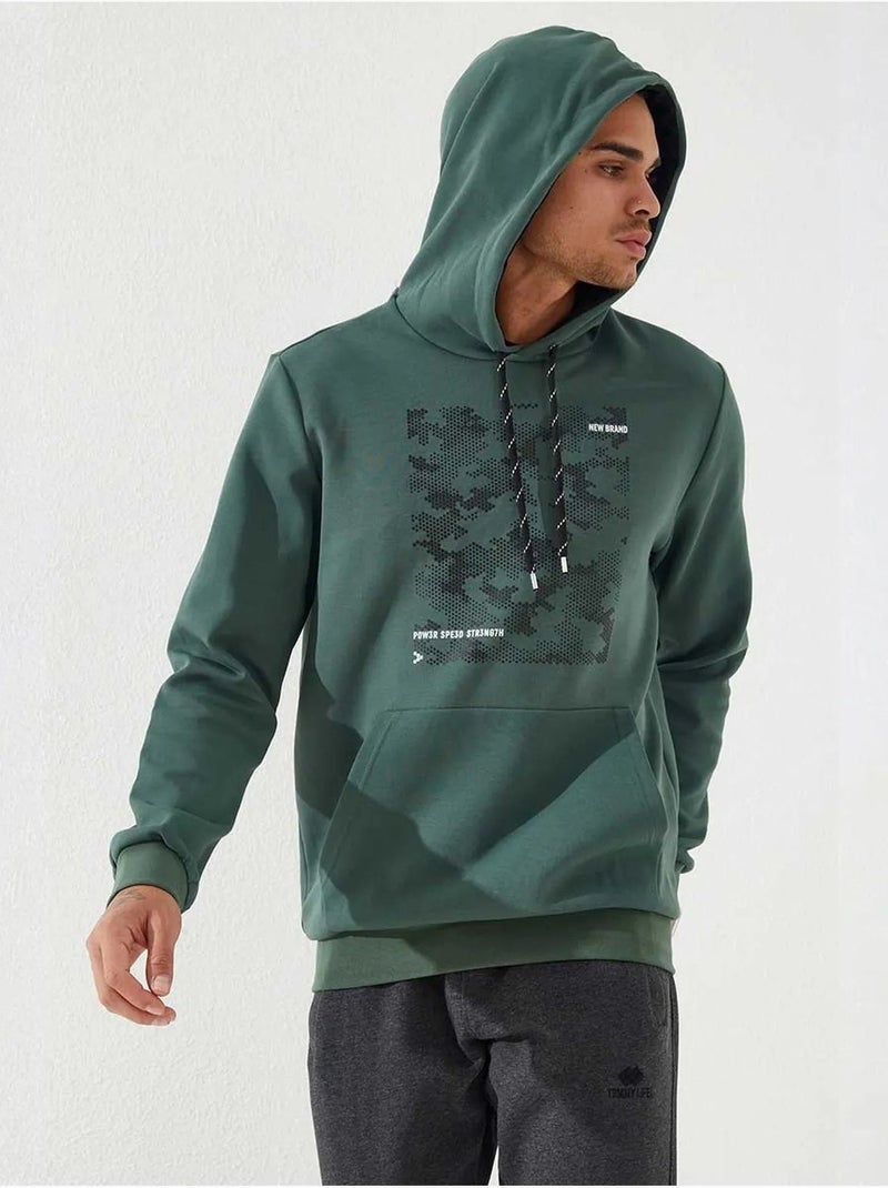 Sweat à capuche homme imprimé camouflage tommy Vert bouteille - Kiabi