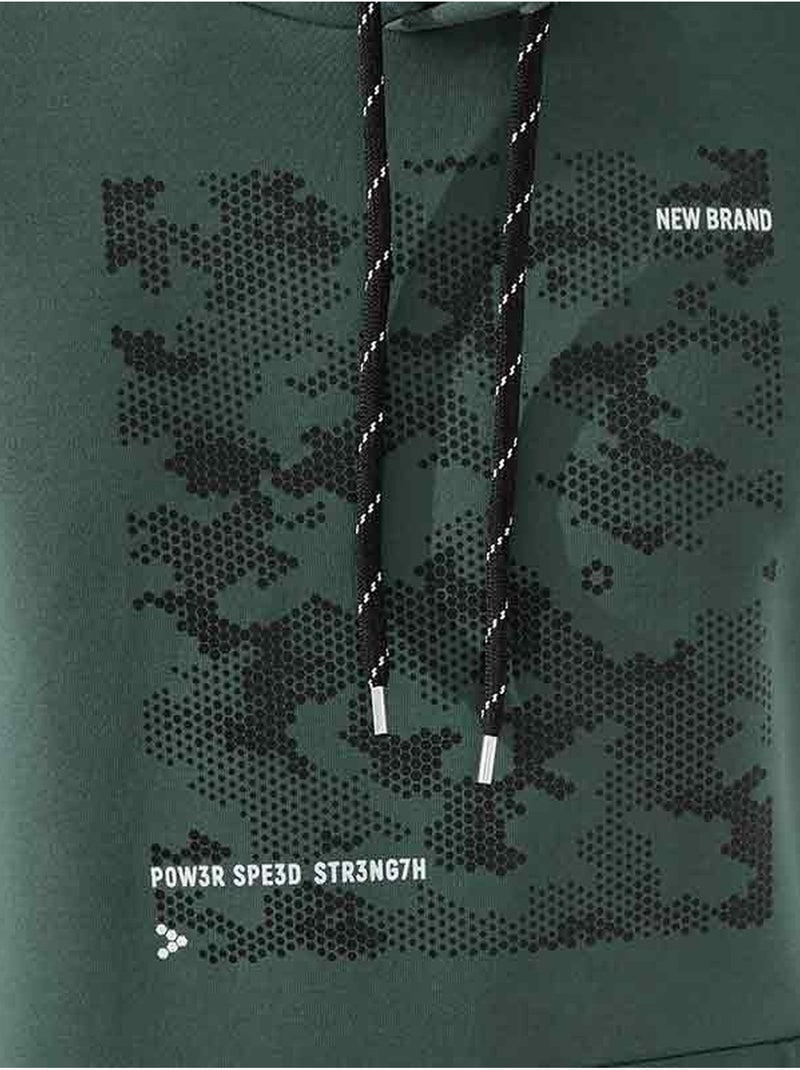 Sweat à capuche homme imprimé camouflage tommy Vert bouteille - Kiabi
