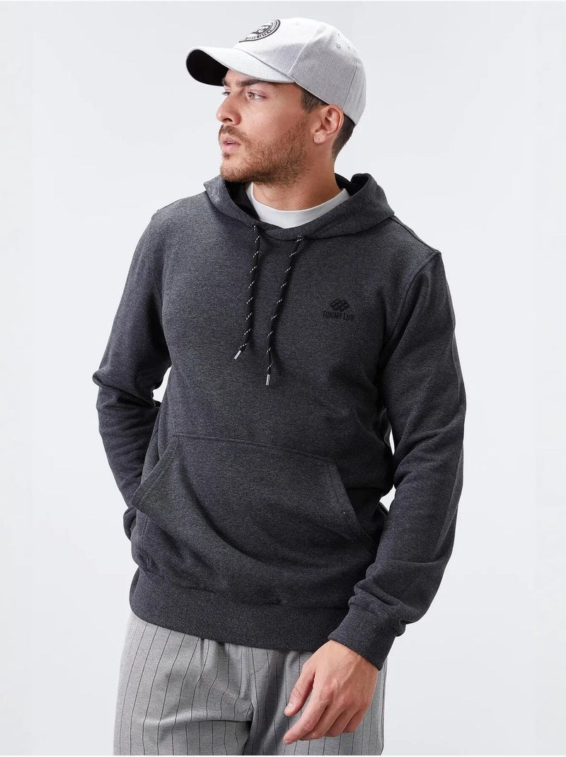 Sweat à capuche homme uni avec poche tommy Gris Noir - Kiabi