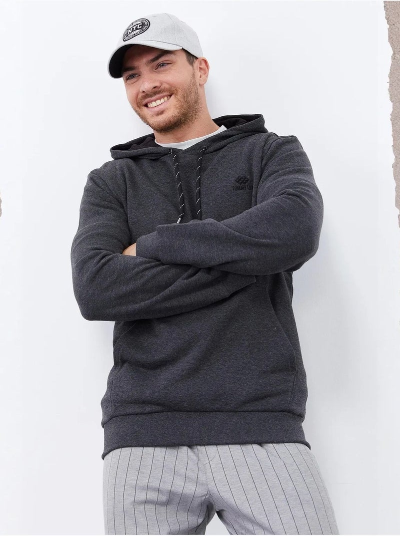 Sweat à capuche homme uni avec poche tommy Gris Noir - Kiabi