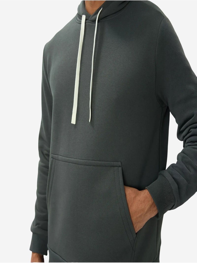 Sweat à capuche homme uni avec poche tommy Vert foncé - Kiabi