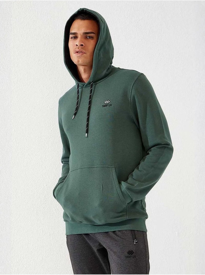 Sweat à capuche homme uni avec poche tommy Vert foncé - Kiabi