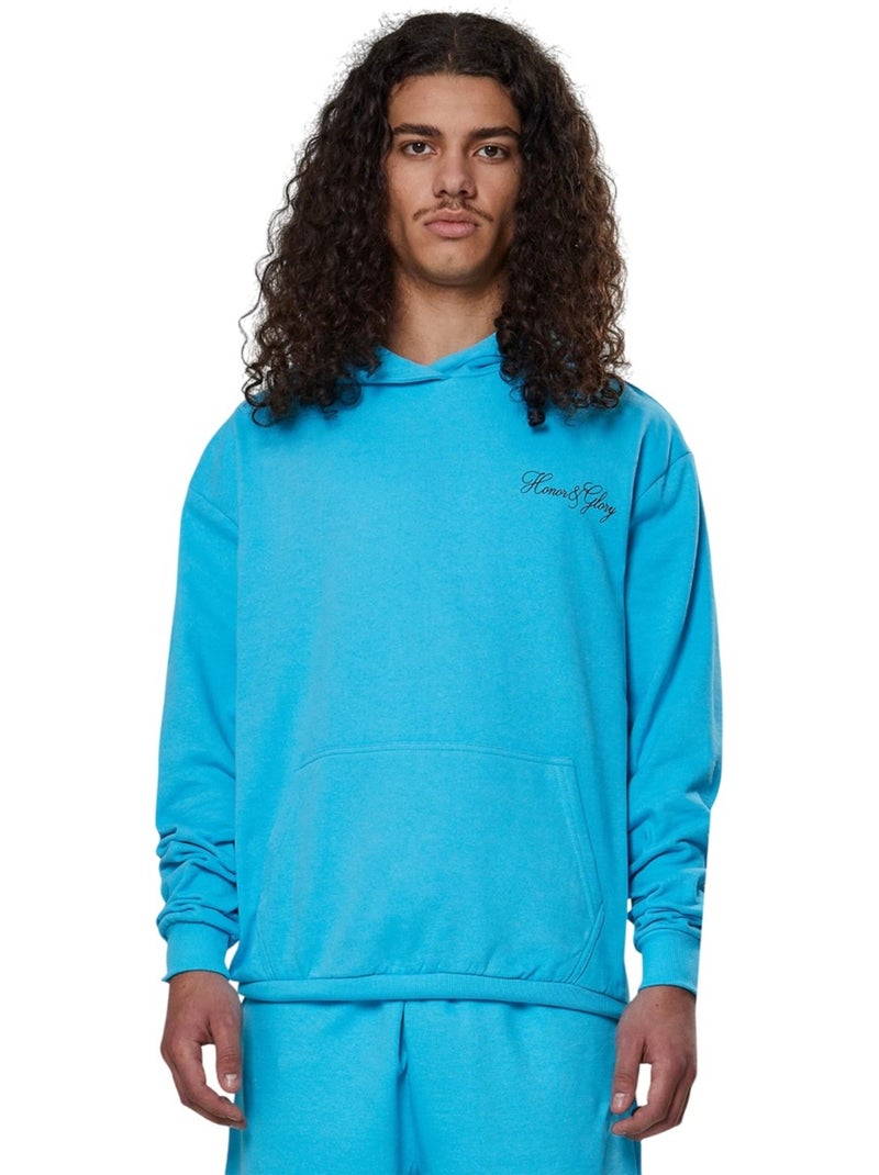 Sweat à capuche honor & glory two - 9n1m sense Bleu aqua - Kiabi