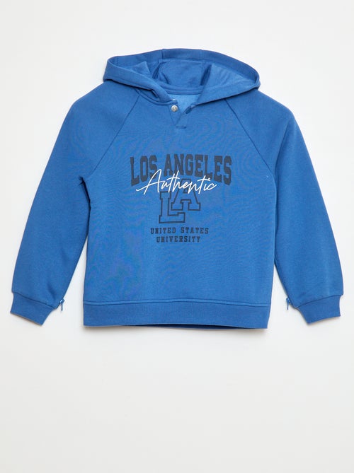 Sweat à capuche imprimé avec ouvertures zippées latérales - collection facile à enfiler - Kiabi