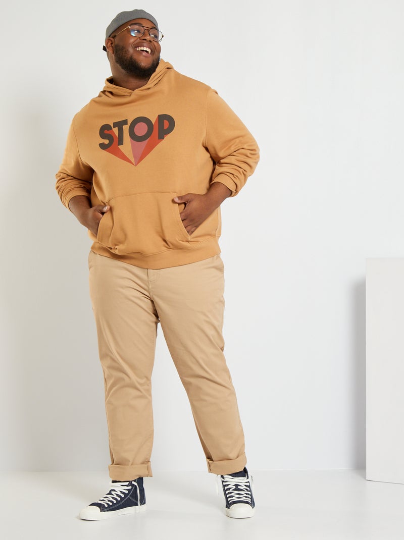Sweat à capuche imprimé beige - Kiabi