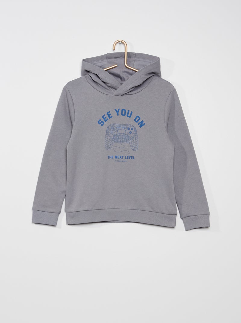 Sweat à capuche imprimé Bleu gris - Kiabi